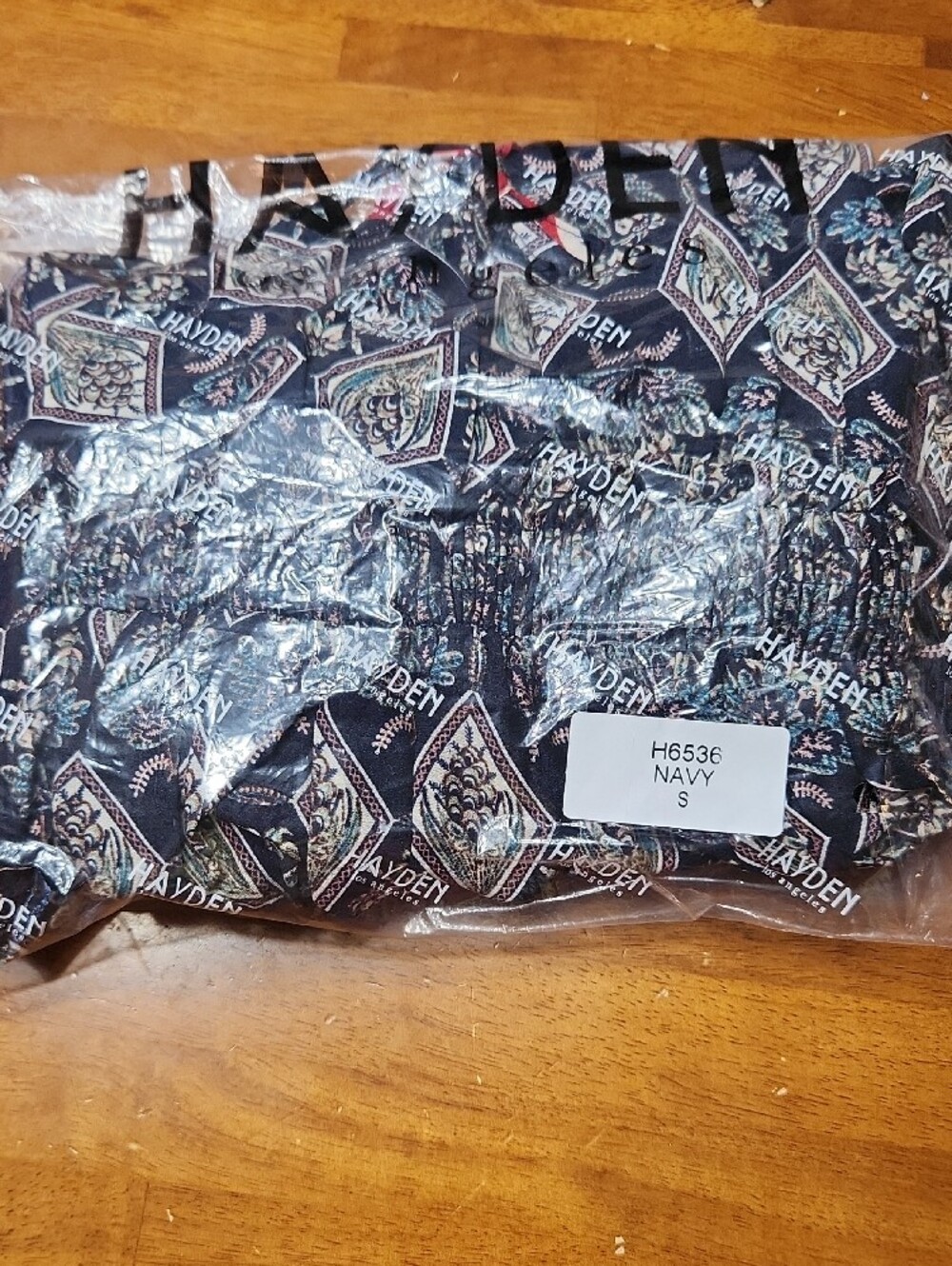 Hayden Los Angeles maxi Boho Smocked dress black geometric Red/White Floral Sm - Picture 11 of 12